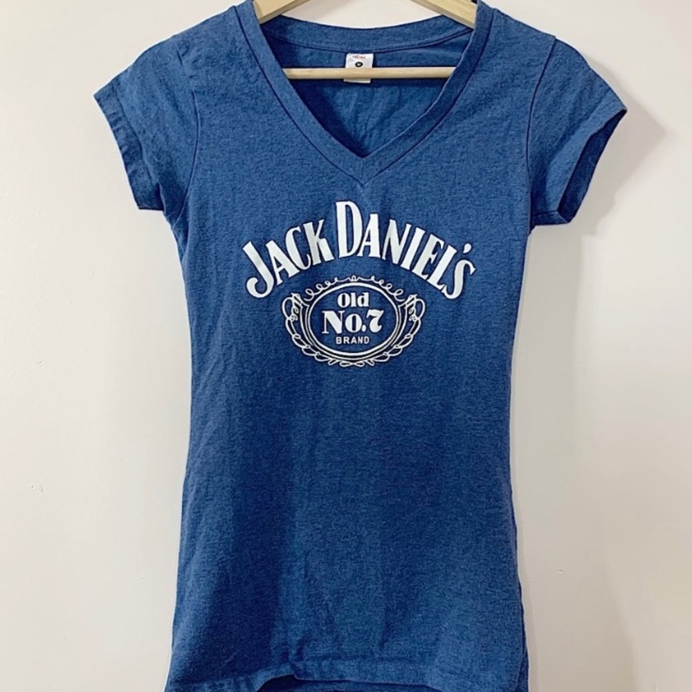 JACK DANIELS blue v-neck tee